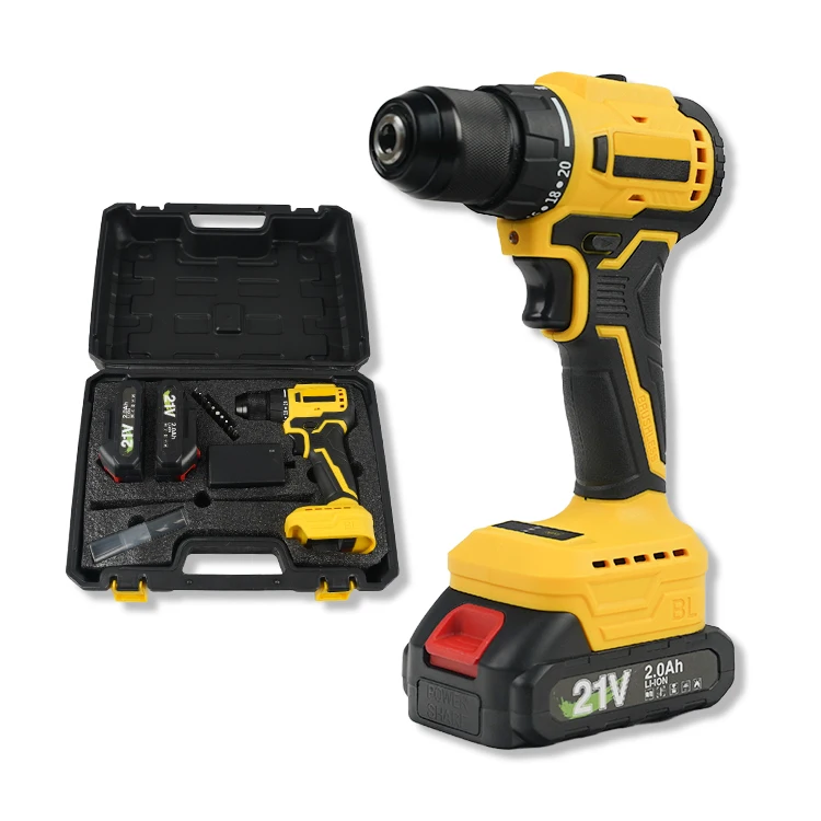 Online shop same type portable household DIY tools set 21V 2Ah electric li-ion battery power brushless cordless drill