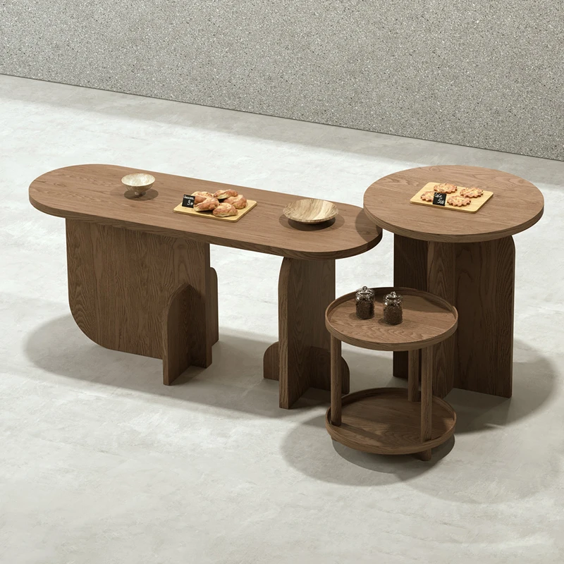 Factory Price Flow Wooden Tea Table Set High Low Island Table for Living Room