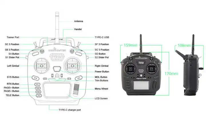 Радиомастер TX12 MKII 16ch Hall Gimbals поддержка OPENTX EDGETX пульт дистанционного управления Передатчик ELRS для FPV Ring RC drone
