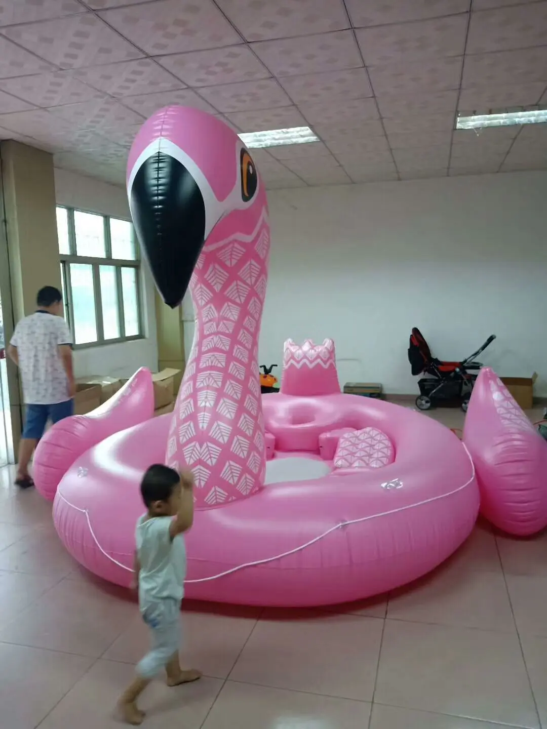Pool Party Island Type Large 6 Person Pink Inflatable Flamingo Floating Raft Water Flamingo Pool Island