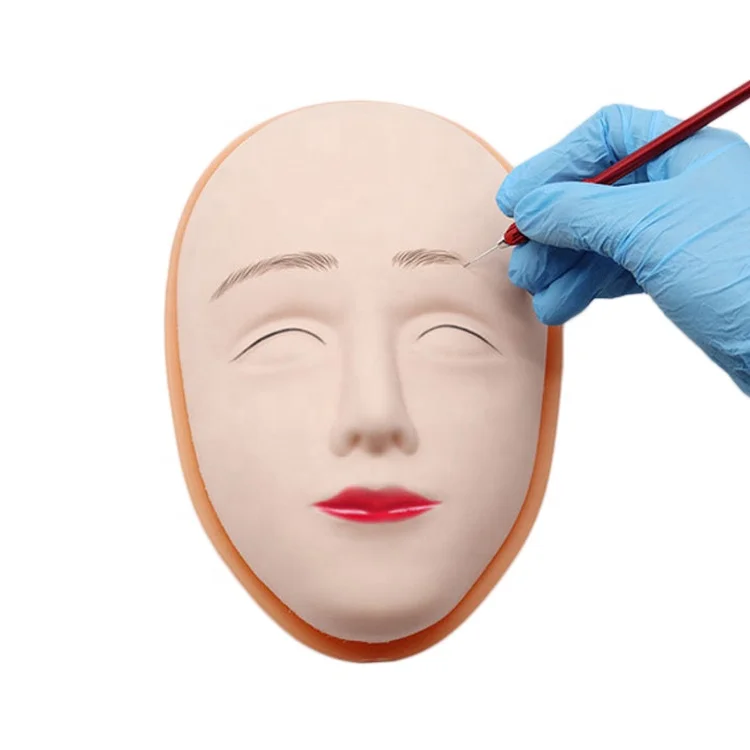 5D Eyebrow Lip Microblading Silicone Skin Practice Pad Makeup Mannequin Head Tattoo Face Training Practice Skin