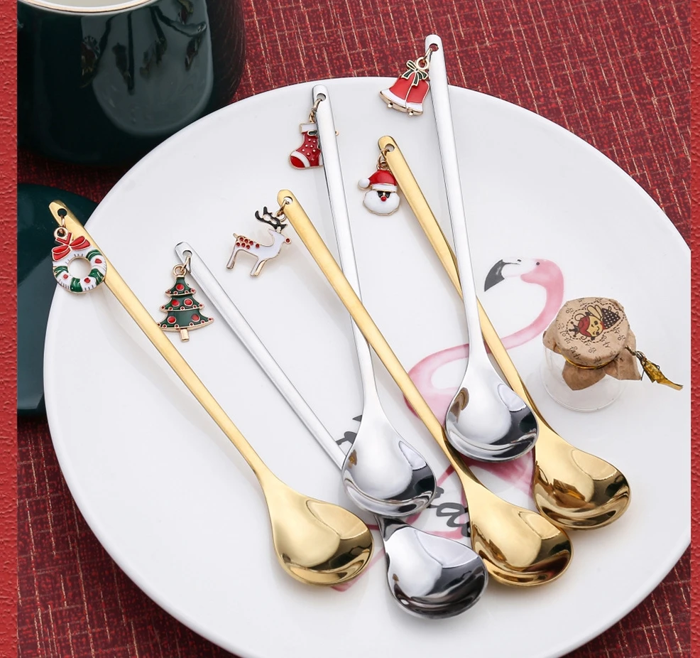 Customized novelty Stainless steel dessert spoon wedding favor promotion gifts soup tasting spoon gold coffee spoon