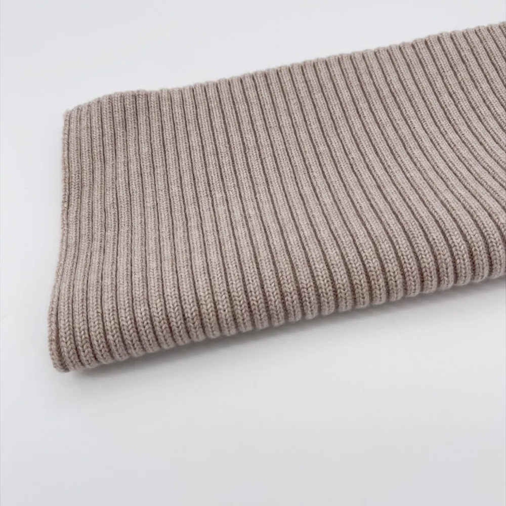 Custom  2x2Rib 100% wool rib knit Solid Color Cuff and rib Collar