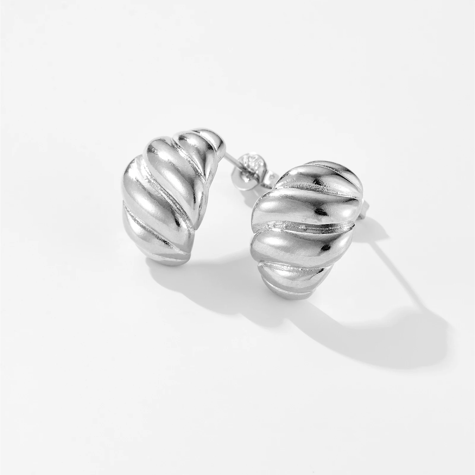 FUAMAY Aretes De Oro Cheap Brass Crosissant Hoop Earrings Large Woman Puffy Earrings