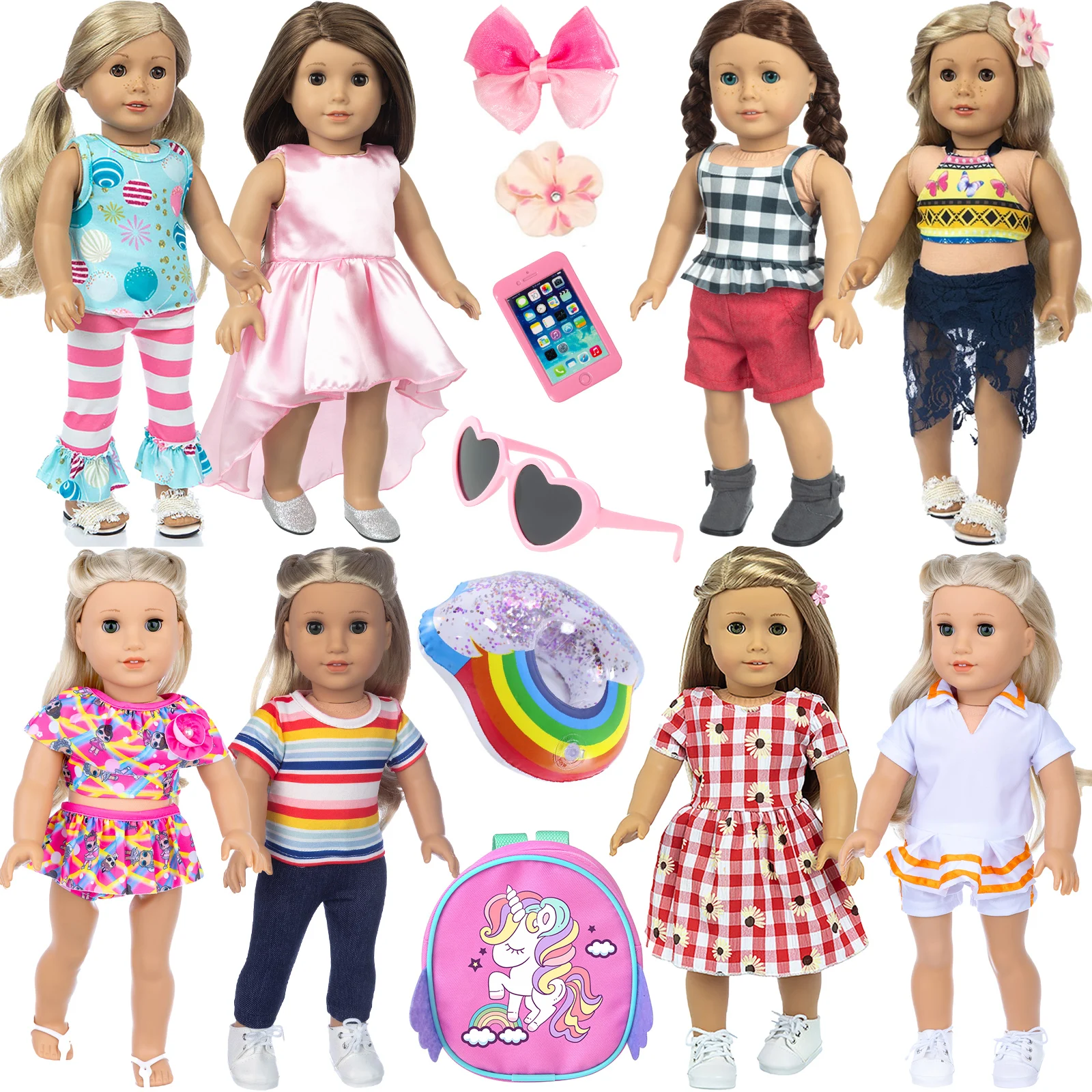 Amazon Hot Sale American Doll Girl 18 Inch beautiful dress accessories Baby Dolls Clothes