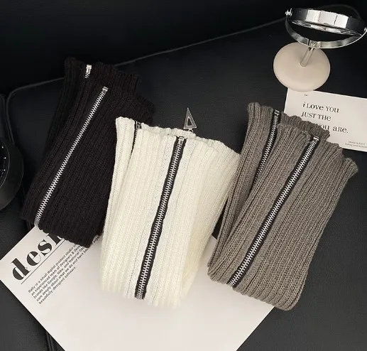 Fashion Winter Warm Knitting Ladies Zip Leg Warmers Tube Slouch Leg Warmer for Women Hot-selling