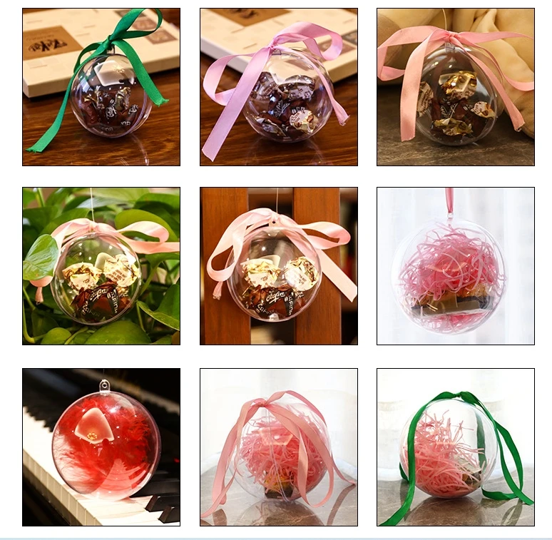 Personalized Hanging Clear Ball Custom Acrylic Plastic Christmas Crystal Xmas High Transparent Ball 2-40cm Ornament