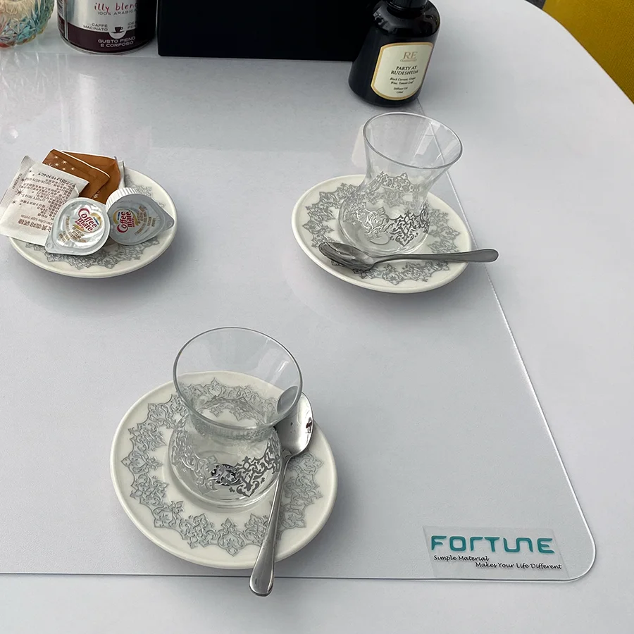 HOMIDEK Waterproof Glass Coffee Tea Cup Pad Super Clear Heating Resistant Anti Slip Mat Free Sample