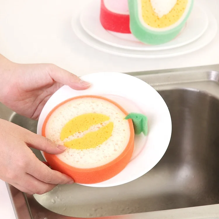 
Individual Package Lovely Fruit Shape Kitchen Cleaning Sponge Round Funny Shape 