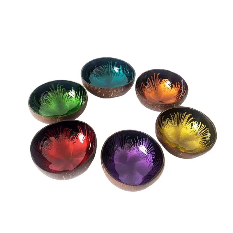 Natural coconut shell bowls hand inlaid shell bowl table top storage decorative bowl