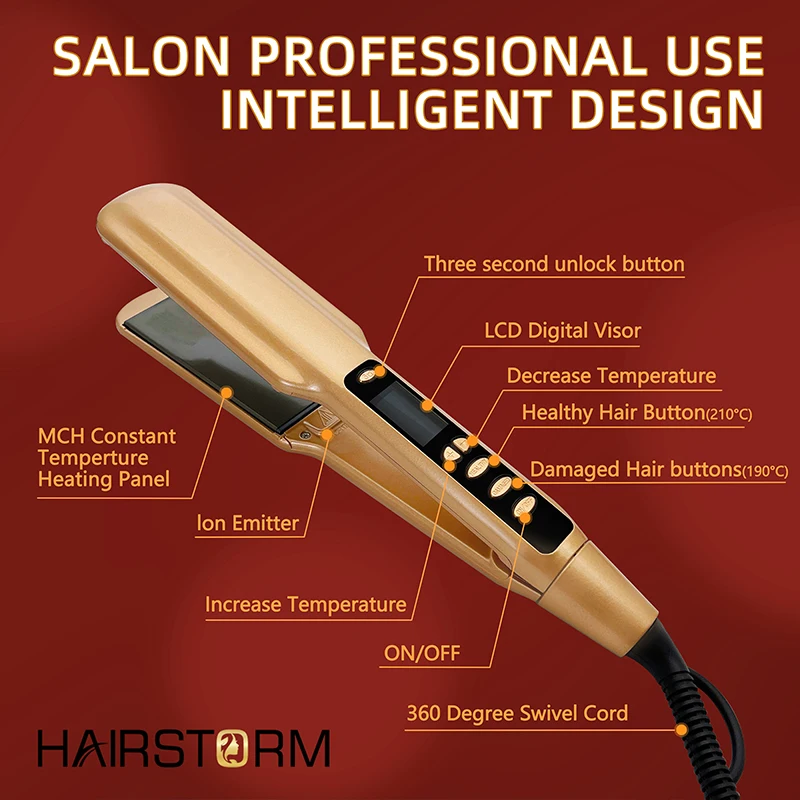 Customize Hair Straightener Titanium Flat Iron Straightener For Hair Easy To Use Dual Voltage 100-240V Light Weight