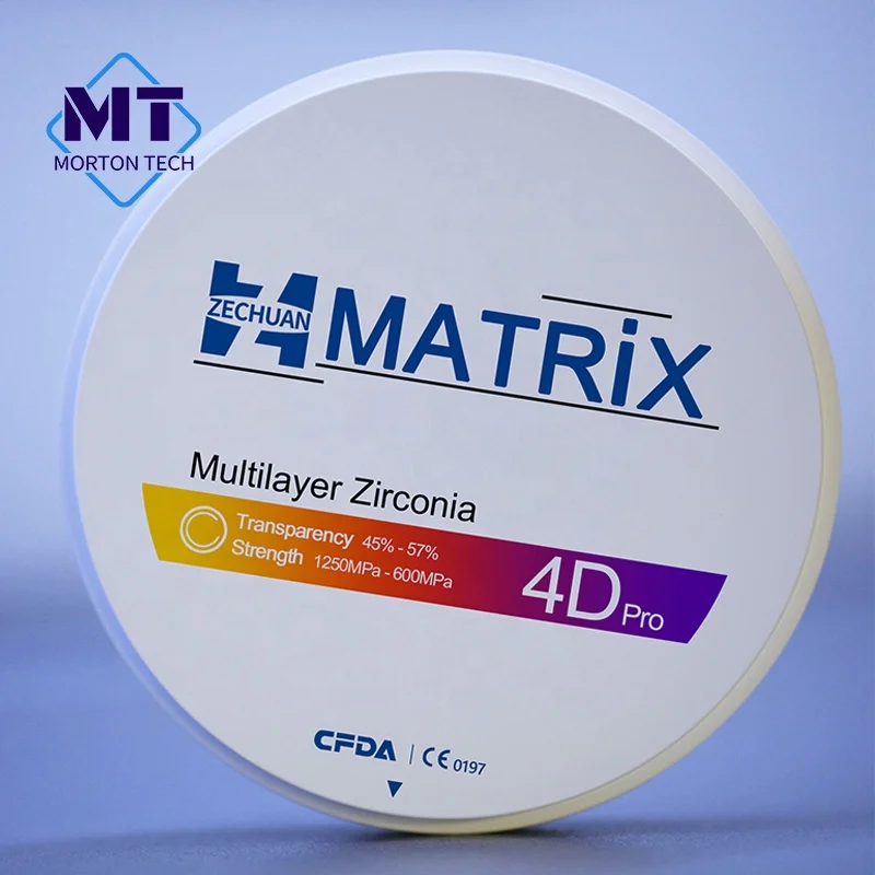 ZECHUAN MATRIX 4D Pro Multilayer Zirconia Blocks Dental Lab Materia 98mm CAD/CAM Roland Milling Machine