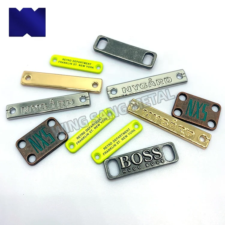 Good Price Custom Metal Logo Labels for Handbags Brass Copper 2 or 4 hole Sewing Rectangle Metal labels tag