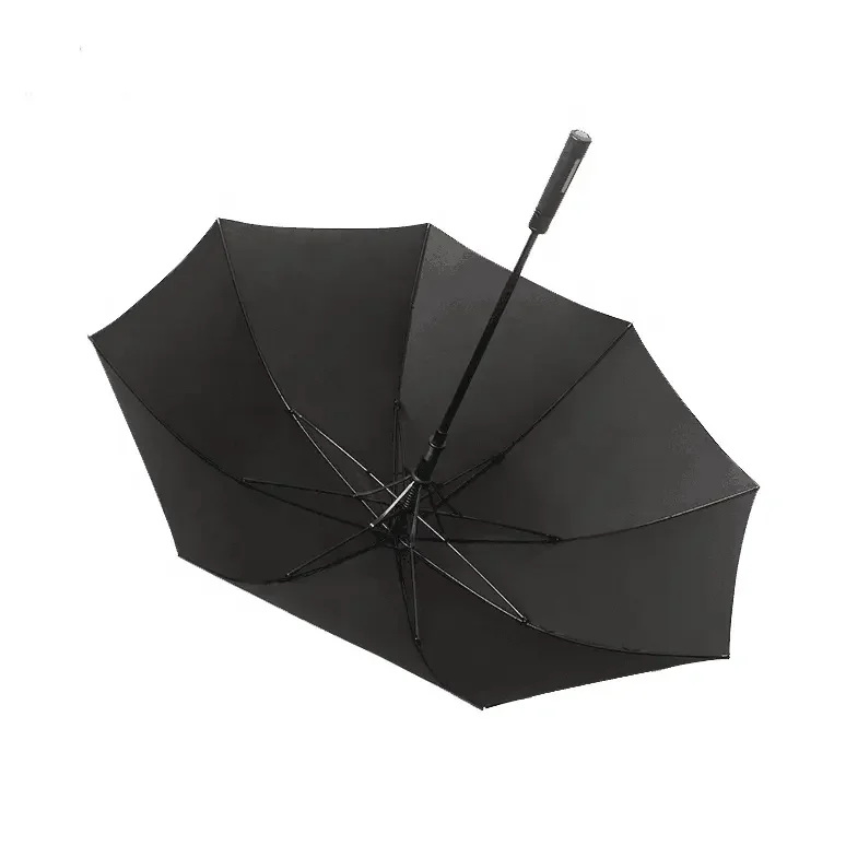 Large black UV protection golf umbrella custom logo auto open windproof straight handle golf umbrella