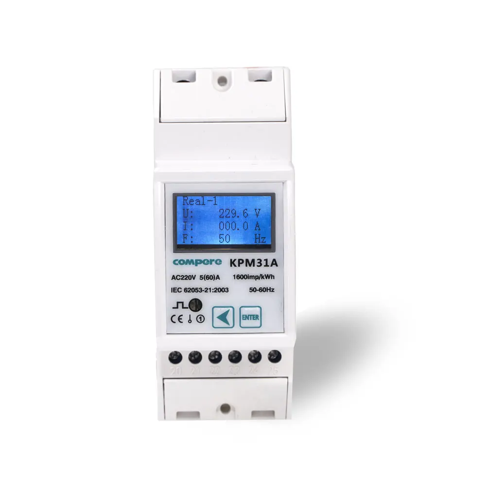 Single Phase Din Rail Smart Energy Meter AC 80-500V 220V Modular Voltmeter Gauge Indicator LCD Digital Display Detector