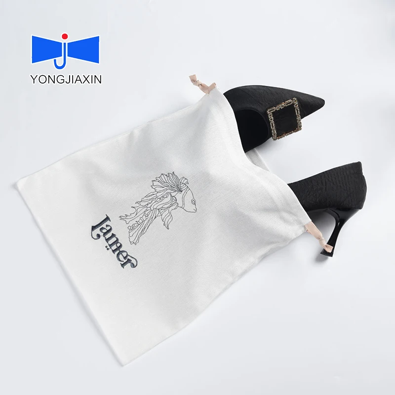 Wholesale Custom Logo Large Canvas Linen Drawstring Envelope Shoe Purse Dust Bags For Handbags Luxury Cotton Dust Packaging Bag