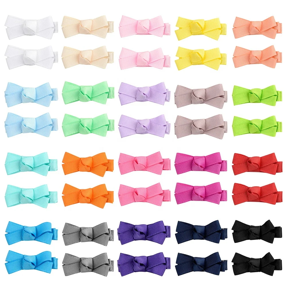 E-Magic hot sale baby girls hair bow with clip 2 inch snap soft fabric baby hair clip handmade mini ribbon bow for Infant