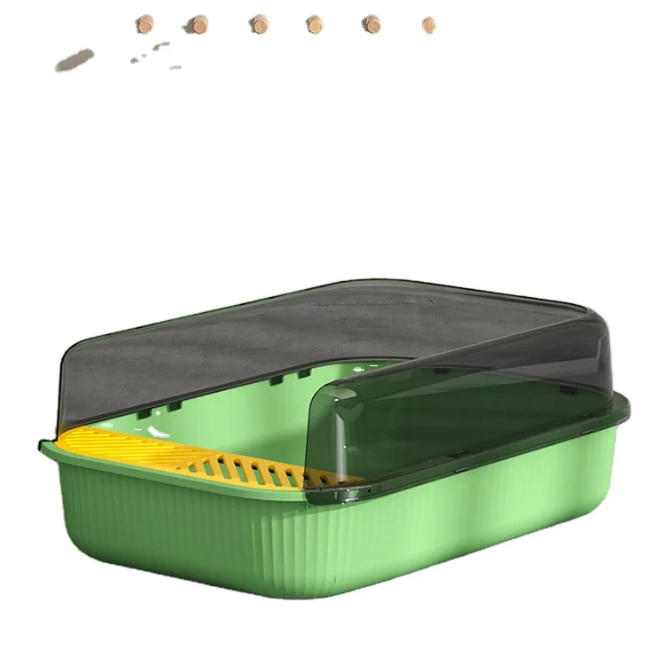 Large Capacity Cat Litter Box High-edge Semi-closed Sand Box for Cats Toilet Anti Splash Cleaning Cat Tray
