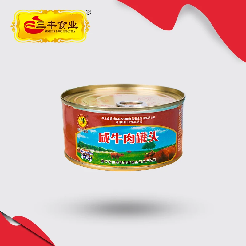 Free Sample Custom Premium Quality 340g Halal Beef Canned Luncheon Meat Corned Beef Tin Canned