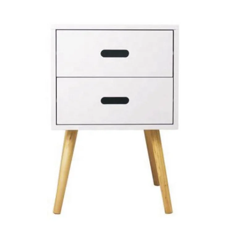 Modern design minimalist style white furniture bedroom bedside table living room cabinet with 2 drawers