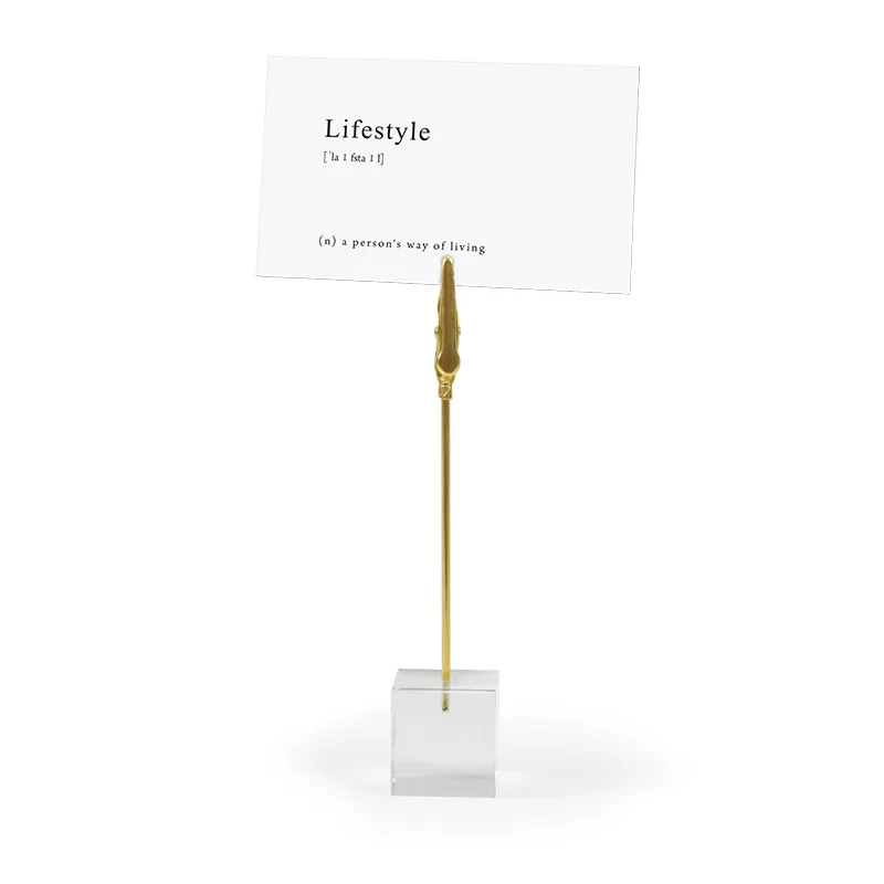 Home Decor Clear Acrylic Cube Floating Memo Holder Name Cards Clips Note Holder