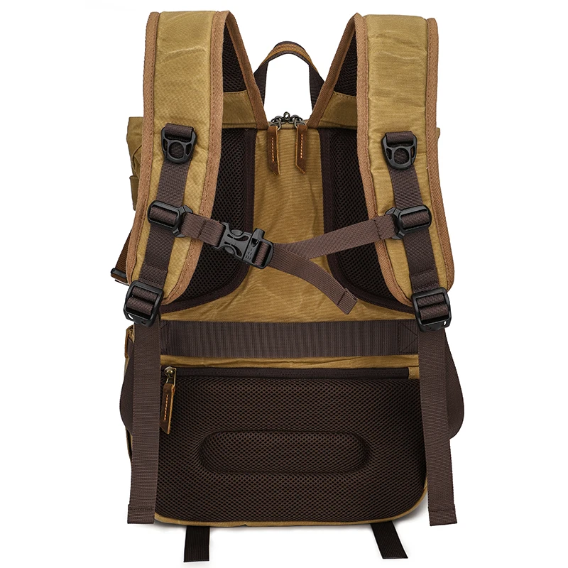 Quick Side Acess Vintage Rolltop Rucksack Oil Wax Canvas Camera Bag Backpack for dslr and Laptop Camcorders