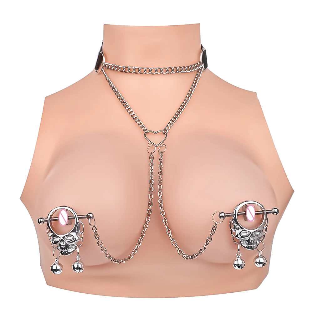 Breast clips and breast chains with metal collars SM games body porn development for master slave 4i group wholesale factory