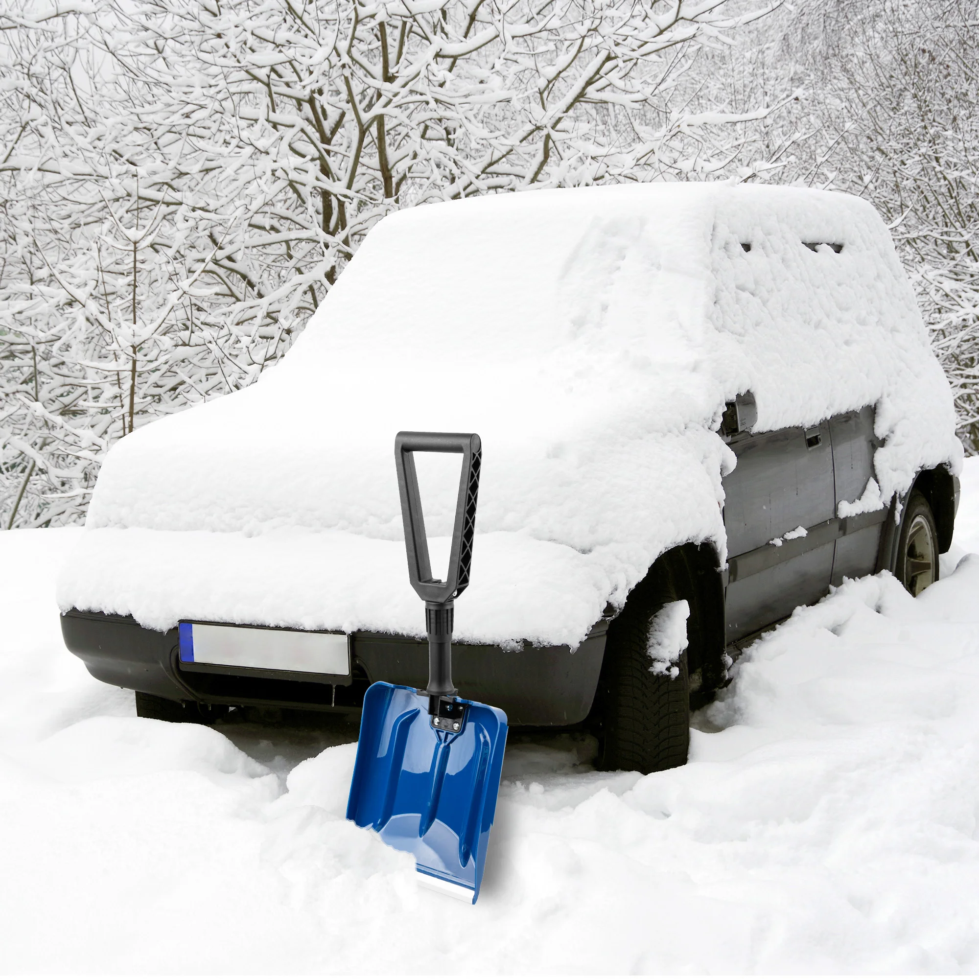 Collapsible Snow Shovel with D-Grip Handle and Durable Aluminum Edge Blade, Portable Snow Shovel for Your Car, Truck-wholesale