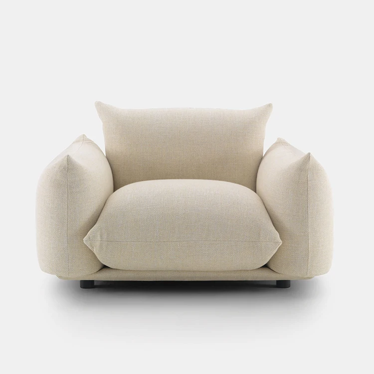 Custom Armchair Italian Minimal Mid-Century Cloud Velvet Boucle Couch Sofa With Metal Legs Comfy