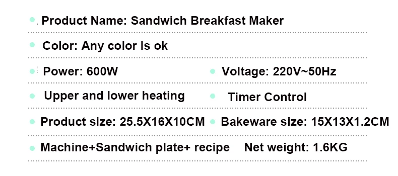 200W Multifunction Electric Grill Sandwich Press Contact Grill Panini Sandwich Maker with Timing Design