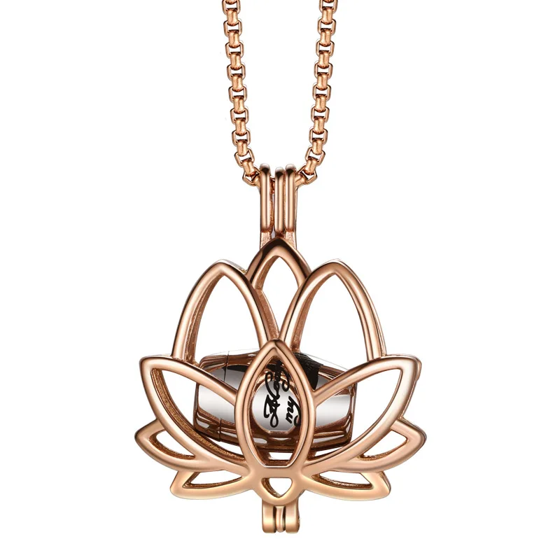 Cremation Jewelry for Ashes Mini Keepsake Urn Memorial Ash Necklace Lotus Flower Ashes cremation urn pendant