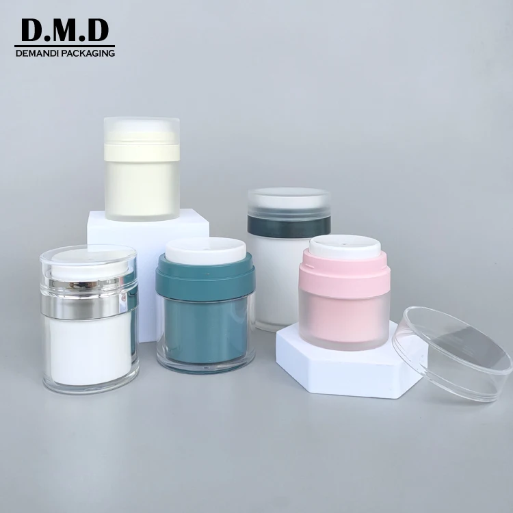 Customize logo pink 15grams 30ml cosmetic 50ml pot 50grams cream 1oz empty black frosted airless pump jars 100ml
