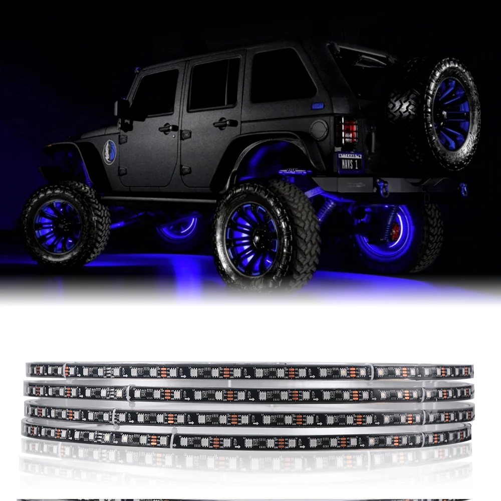 5050 Smd Led 4pc Ip68 Waterproof Rgb Brightest Ring Car Led Wheel Lights for jeep wrangler jk jl