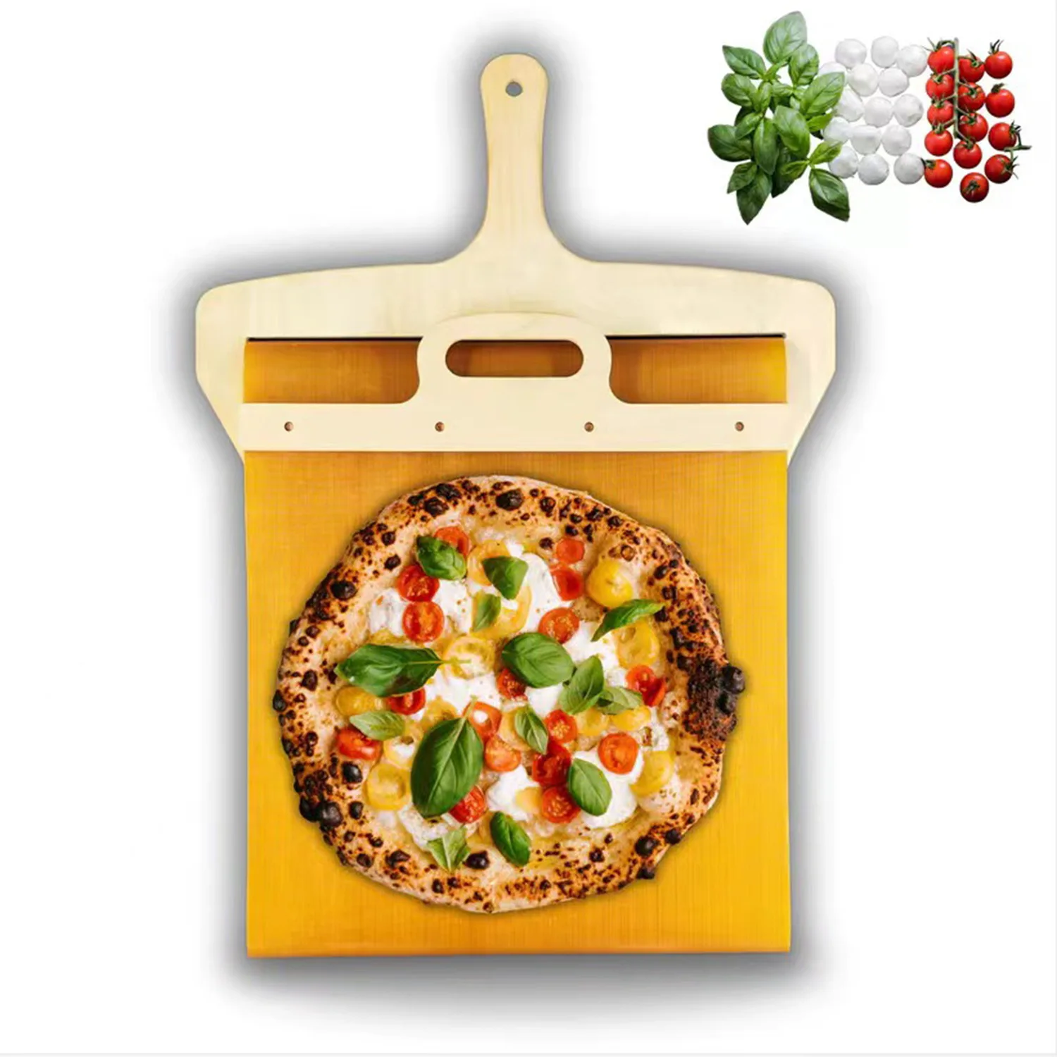 Sliding Pizza Peel Non-stick Abs/Wooden Pizza Transfer Shovel with Handle, Pizza Tray Baking Tool Kitchen Accessories