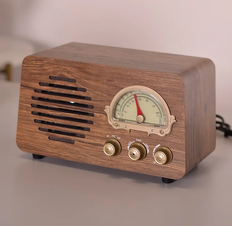 Wooden Vintage wireless Analog Radio with AM FM BT