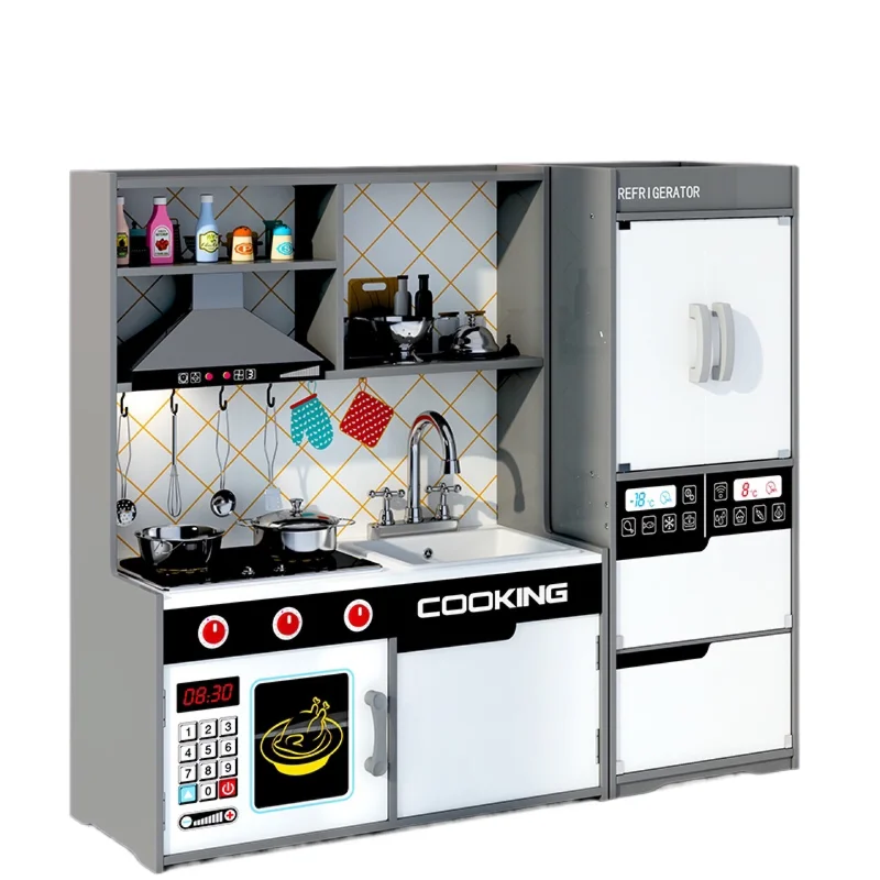 Kids Simulation Kitchen Wooden Mini Kitchen Toys Wooden Playing Home Cooking Toys Kitchenware Games