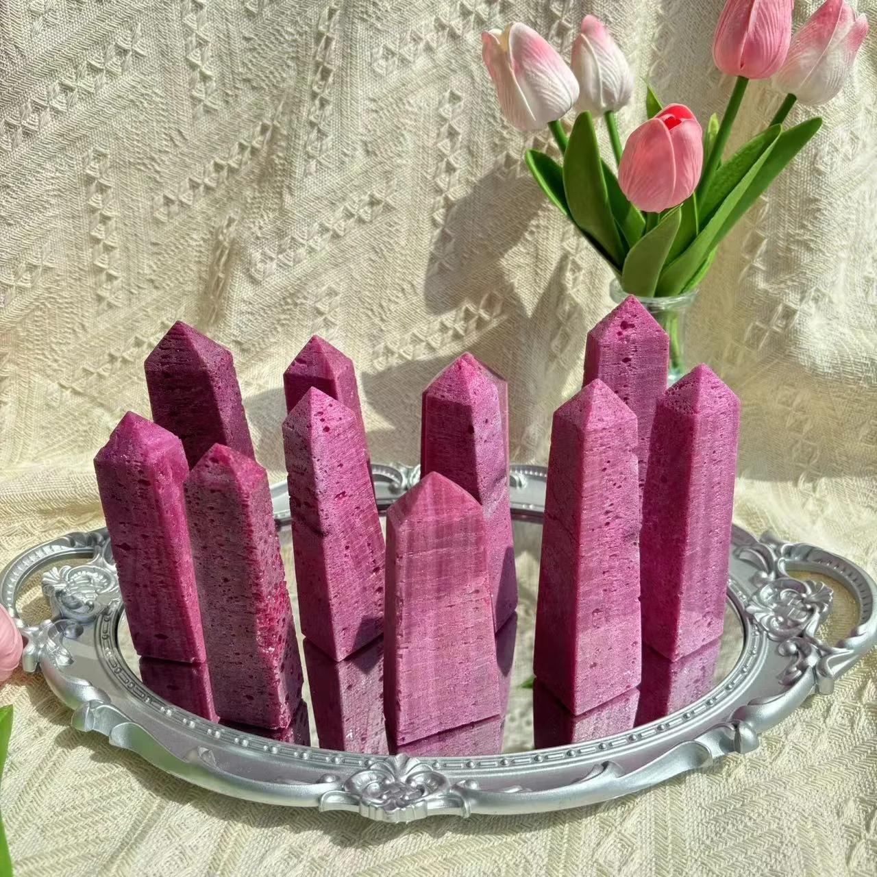 High Quality Red Crystal Healing Stones Wholesale Crystal Tower Point Natural Ruby Tower For Collection