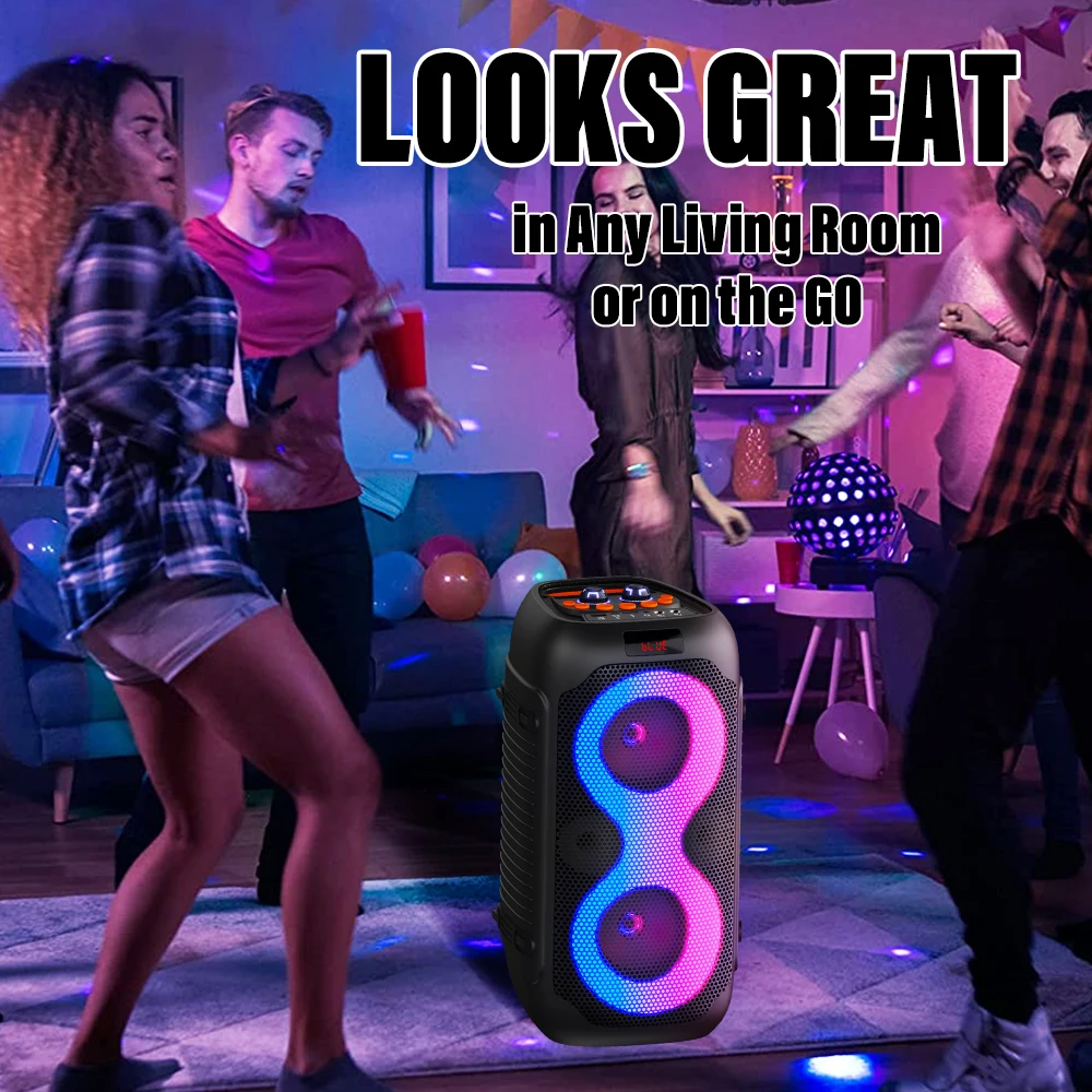 Altavoz Good Quality Portable Small Wireless Bluetooth Dual 4inch DJ Party Karaoke Heavy Bass Woofer Speaker