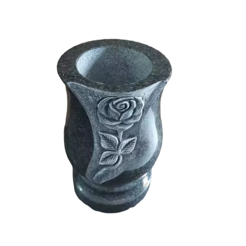 Africa Black Granite Stone Flower Vase for Cemetery Memorial Tombstone Monument Headstone Gravestone