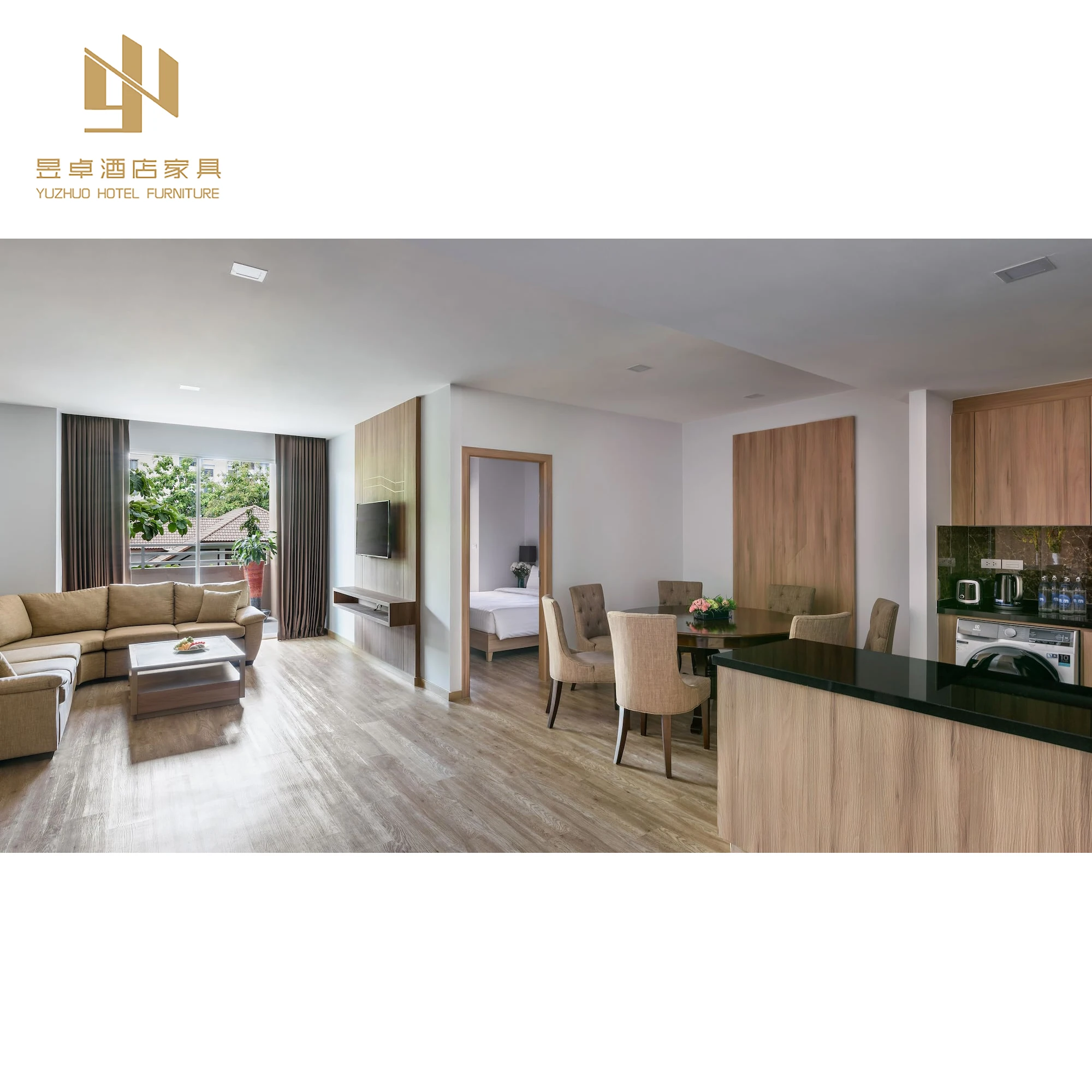 Customizable Modern Design 4 Star Luxury Hotel Bedroom Wood Finish for Villa Apartment Living Room or Hall