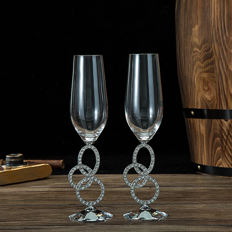 Crystal diamond wine glass factory direct red wine glass high-end household European style goblet Wholesale Wine Glasses