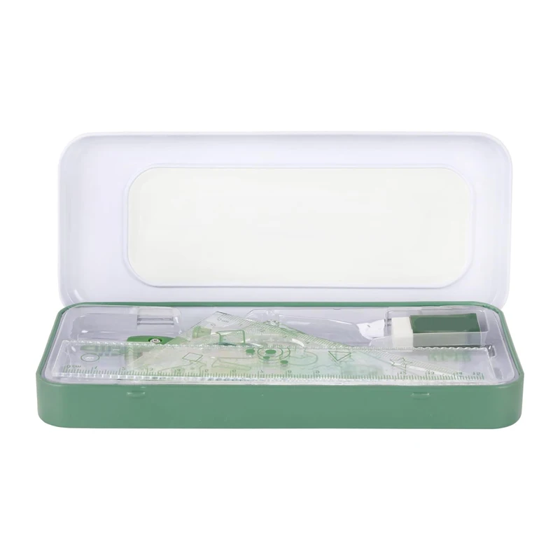 Office school supplies multifunctional geometric ruler kits easer drawing compass ruler set for kids students with storage box