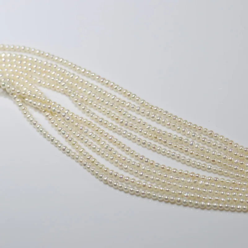 
3-3.5mm AA near round small tiny size real river sweet water freshwater natural fresh water pearl bead strand strings 