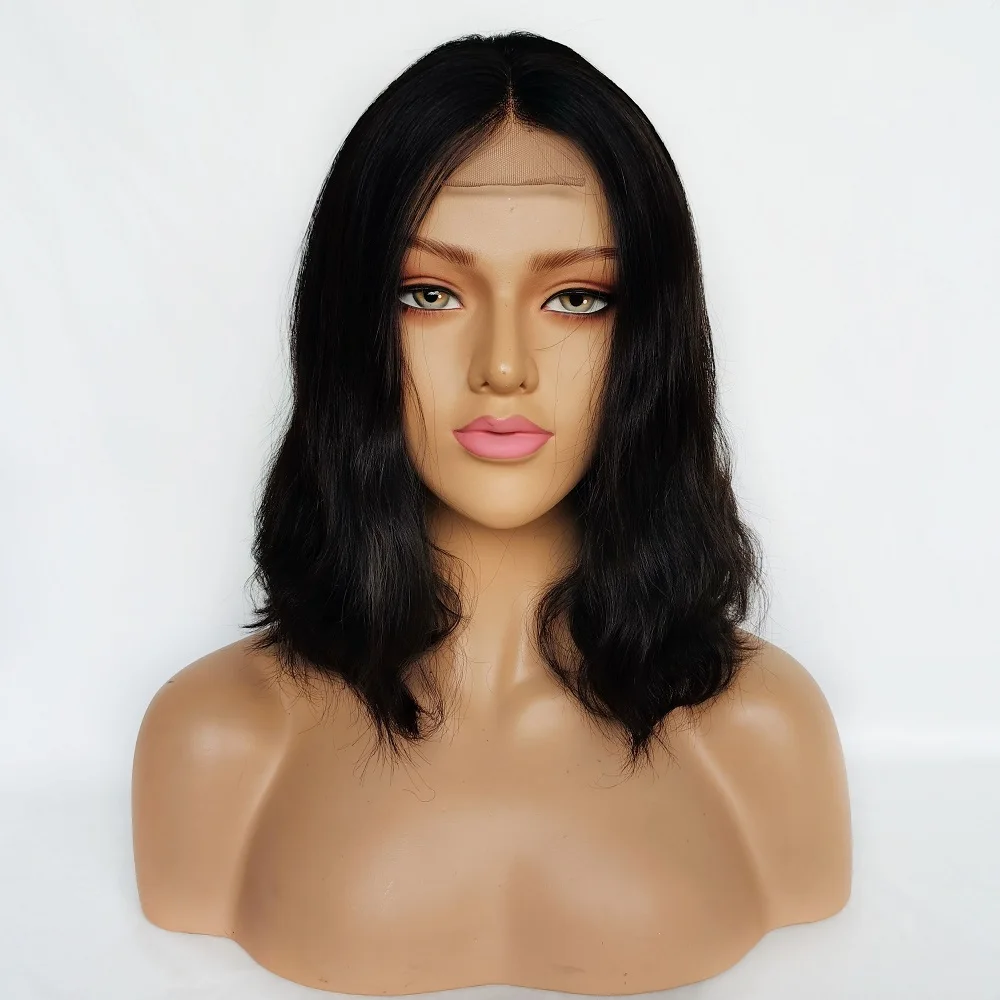 Wholesale Cheap Factory Black Women Natural Human Remy Hair Short Curly Bob Lace Front Wig