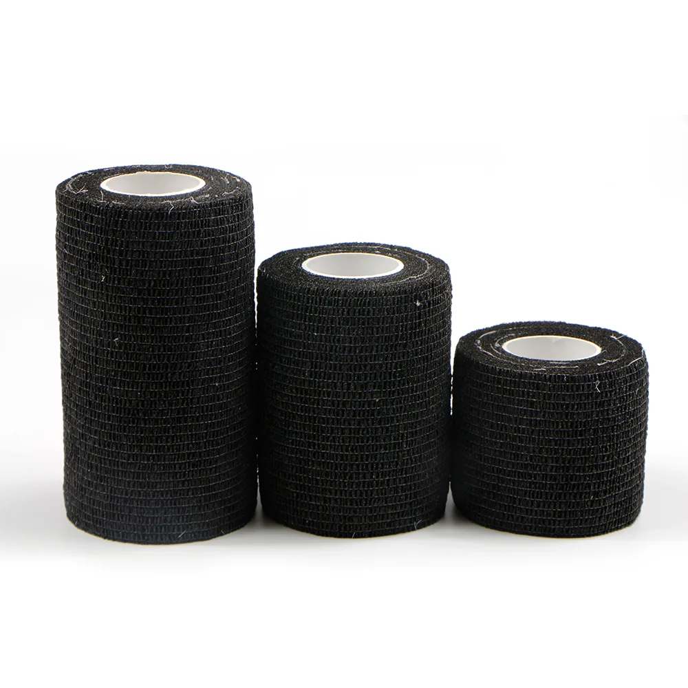 Black self adhesive cohesive elastic conforming compression bandage wrap for skin