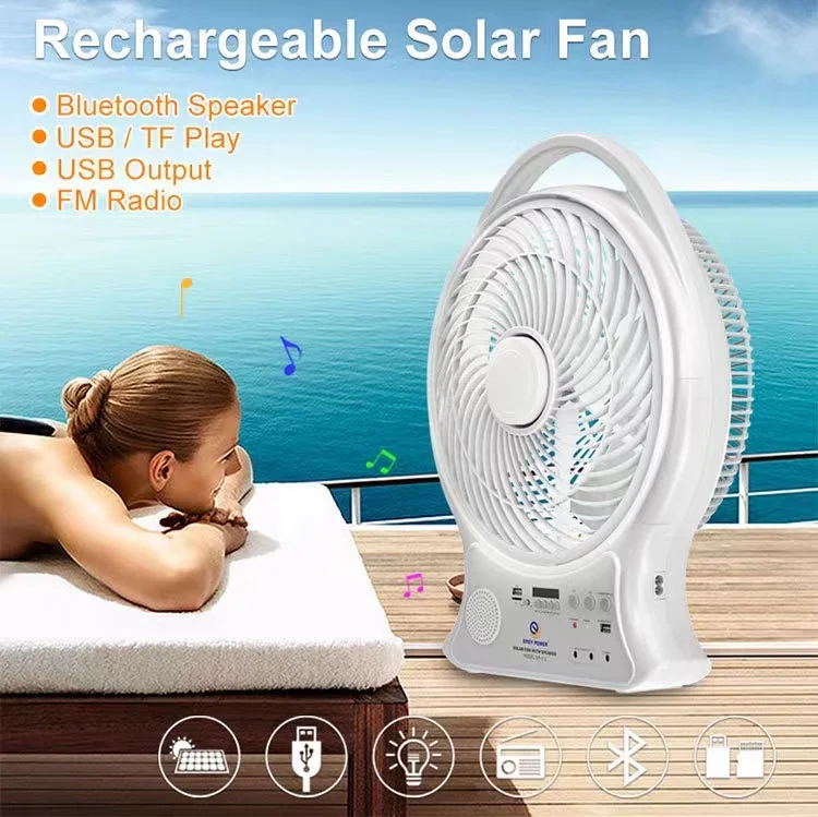 Hot selling solar fan with 12 inch solar panel, high-quality outdoor portable solar charging fan