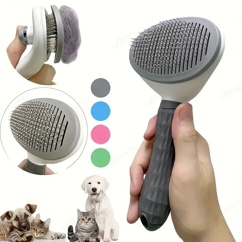 Float Hair Removal Slicker Brush with Automatic Functionality Pet Comb Clean Sanitary Dog Comb Go Floating Hair Massage