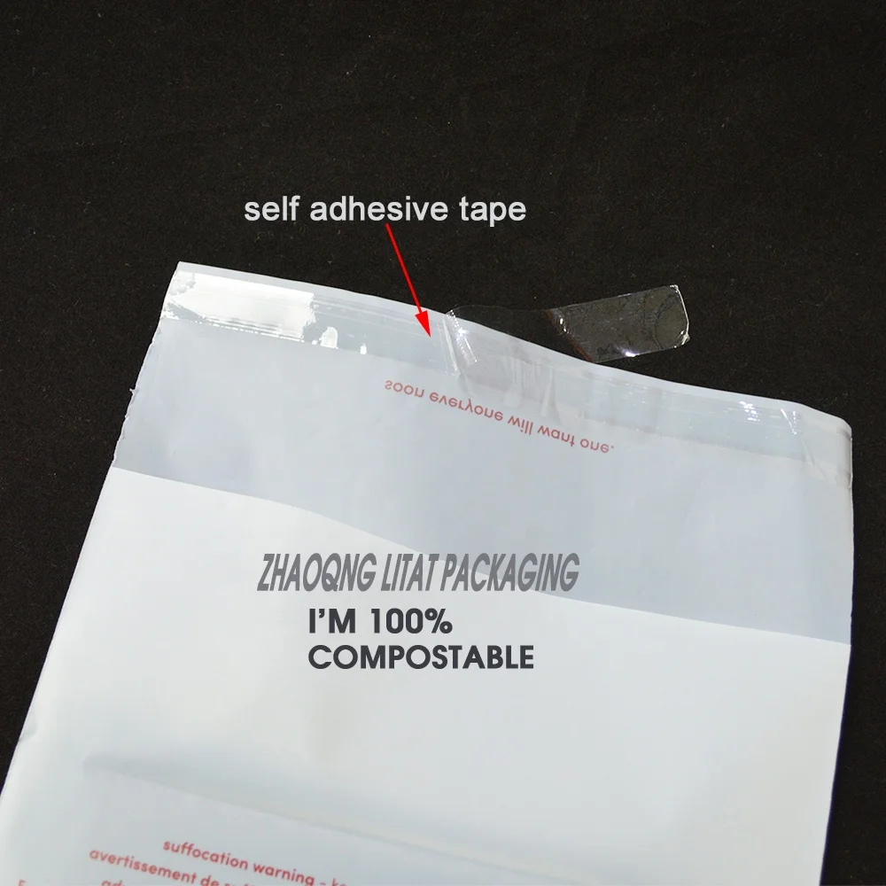 biodegradable bag customized biodegradable cornstarch  PLA self adhesive sealing bag for scarf packing