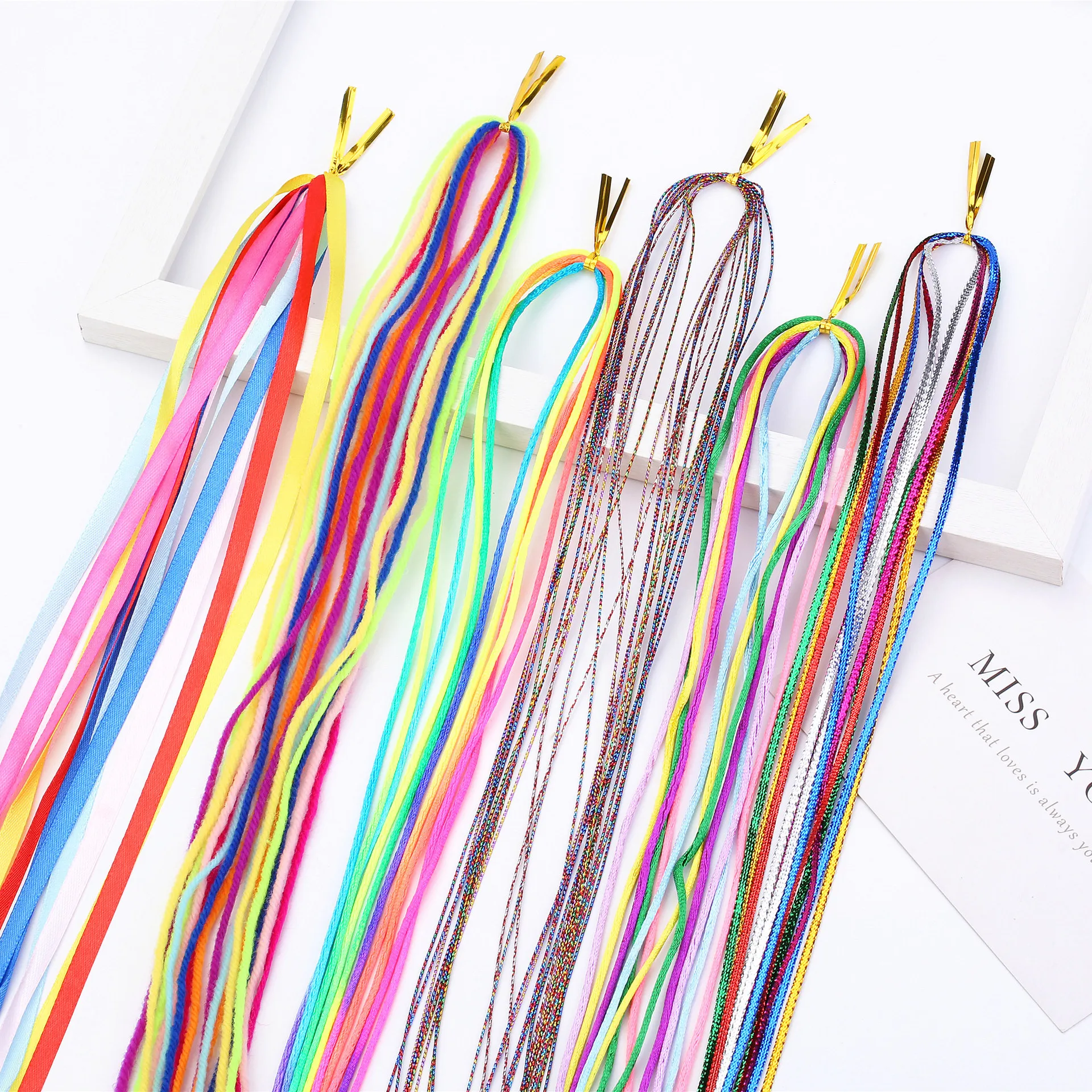 Colorful Hair Strings Hair Tinsel Extensions Party Highlights Glitter Hair Thread Yarn Braiding Wire Ribbon for Girls Women