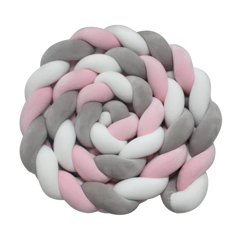 
Color Knotted Braided Plush Baby Crib Bumper with High Quality 